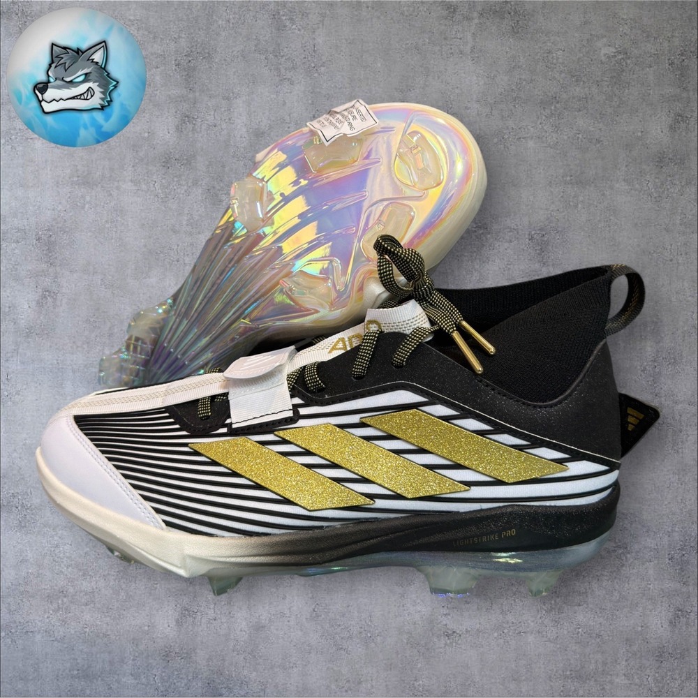 adidas Adizero Edge+ Cleats 'Core Black/Gold Metallic JQ7464 Men's Size‎ 9.5